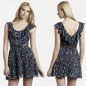 Navy and Cream Geometric Dress